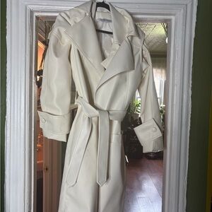 White Women's dual Trench motorcycle  Coat  by Audrey leighton size small 4/6